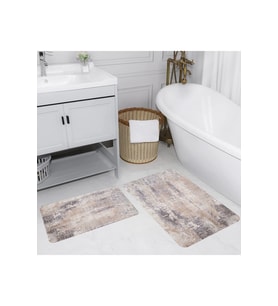 Rovigo Home Dijital Baskılı 2'li Banyo paspas Takımı RVG5165 (Bej)