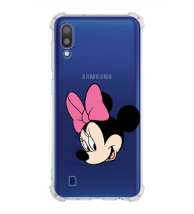 Samsung Galaxy M10  Köşe Korumalı Antişok Kapak Minnie Mouse Tasarımlı Şeffaf  Kılıf