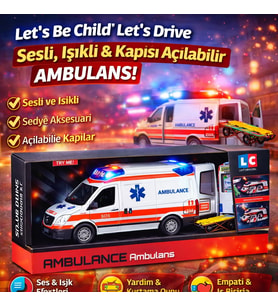 Let’s Be Child Let’s Drive Sesli ve Işıklı Ambulans Sedye Aksesuarlı Açılabilir Kapılı