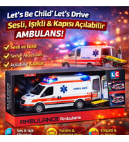 Let’s Be Child Let’s Drive Sesli ve Işıklı Ambulans Sedye Aksesuarlı Açılabilir Kapılı