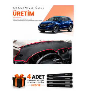 HONDA HR-V (2016-2020) Uyumlu Torpido Koruma Örtüsü Oto Kılıfı - Siyah Kırmızı
