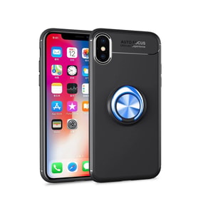 Apple İphone Xs Max Kılıf Range Yüzüklü Silikon - Siyah-mavi