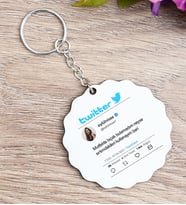 Kişiye Özel Twitter Tasarım Fotoğraflı Çiçek Anahtarlık