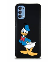 Oppo Reno 4 Soft Premier Kapak Donald Duck-D Tasarımlı Silikon Kılıf - Siyah (Şeffaf)