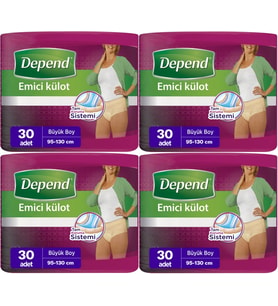 Depend Emici Külot Hasta Bezi Large - Büyük Kadın 120 Adet (4PK*30)