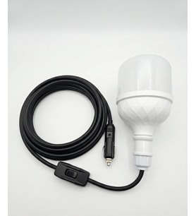 Araç çakmak girişli 30W 12V Led Ampul,lü E27 Duylu Anahtarlı Araç,Karavan,Kamp Seyyar Lamba 12/16A 2 X1,5mm TTR Bakır 5 Mt-Siyah