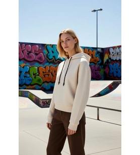 Kadın Kapüşonlu Düşük Kol %100 Pamuklu Örme Sweatshirt Fonksiyonel Dayanıklı Kaliteli Spor