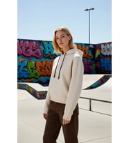 Kadın Kapüşonlu Düşük Kol %100 Pamuklu Örme Sweatshirt Fonksiyonel Dayanıklı Kaliteli Spor