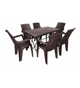 Mandella Zeugma 70x120 Katlanır Ayak 6 Kişilik Nibras Koltuk Masa Takımı Kahvere