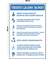 Metal Yüksekte Çalışma Talimatı 20cm x 30cm A4 Büyüklüğünde Uyarı Levhası Yönlendirme Tabelası