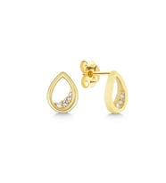 925 Ayar Gold Zirkon Taşlı Damla Gümüş Küpe