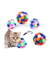 Ponponlu Ve Çıngıraklı Kedi Oyun Topu + Lazer Kedi Oyuncağı 1+1 – 7cm