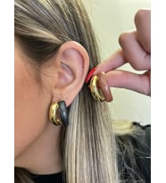 İki Sıra Detay Halka Küpe (Pirinç Kaplama) Gold