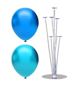 7 Çubuklu Balon Standı 40 Adet Balon ( Açık Mavi, Koyu Mavi )