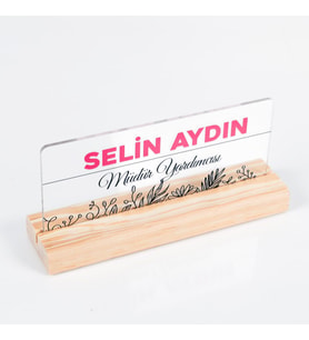 Roza Doğal Ahşap Stand Akrilik Masa İsimliği Anneler Günü Hediyesi Kadınlara Özel İsimlik