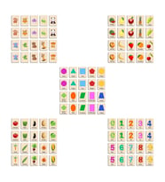 Ahşap Yapboz Zeka Kartları Eşleştirme Oyunu Hafıza Kartı Puzzle 5 li set