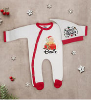 BK Gift Kişiye Özel Yılbaşı Temalı Tulum Zıbın ve Kukuletalı Şapka Seti-3