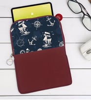 BK Gift Denizci Tasarımlı Taşınabilir Koruyucu Tablet Kılıfı & Organizer Çanta - Bordo-2