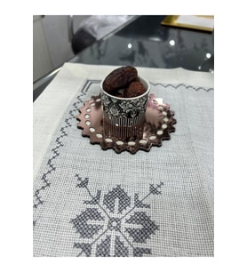 Eha Lazer Rose Kenar Desenli Bardak Altlığı 6`lı Set