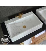 Sipahi Marble Afyon Grili Beyaz Batarya Çıkışlı Kare Lavabo