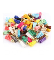 Tahtakale Toptancı Epoksi Mini Deri Anahtarlık Küpe Püskül Karışık Renk  (10 Adet)