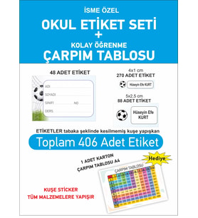 Futbol Topu Baskılı Okul Etiketi Kalem Defter Etiketi isme Özel Etiketler 460 Adet Tabaka Şeklinde