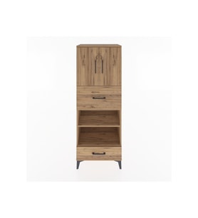 Hyperion Dolap 4 Raflı 2 Çekmeceli 2 Kapaklı 60x44x163 Çam-Çam