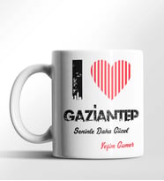 Kişiye Özel Gaziantep Seninle Daha Güzel Tema Beyaz Kupa