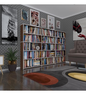 Kenzlife kitaplık süper ga 150*240*19 cvz 5 katlı 3 bölme çift bölme opsiyonlu ofis mutfak banyo dolabı arkalıksız