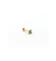 Turkuaz Taşlı Yıldız Tragus & Helix Piercing – Gold Kaplama, Anti Alerjik, Kararma Yapmaz
