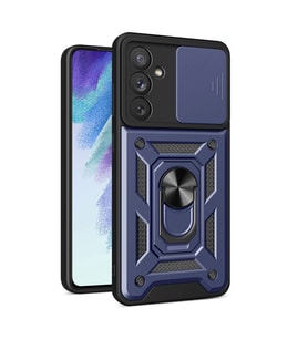 Vendas Samsung Galaxy A54 Kılıf Magnetik Standlı Kamera Korumalı Zore Sürgülü Vega Kapak (Mavi)