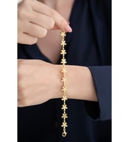 925 Ayar Gümüş Çiçek Model Bileklik Gold
