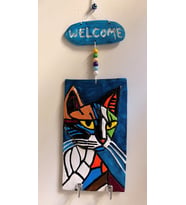 Kedi desenli duvar anahtarlık - hediyelik kutusunda