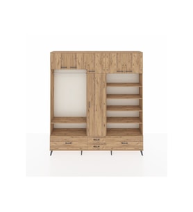 Arges Gardrop 18 Raflı 4 Çekmeceli Tek Askılı 220x30x243 Çam-Çam