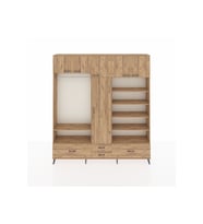 Arges Gardrop 18 Raflı 4 Çekmeceli Tek Askılı 220x30x243 Çam-Çam