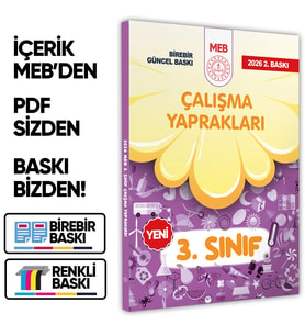 2026 MEB İlkokul 3.Sınıf Çalışma Yaprakları TÜM DERSLER Etkinlikli Eğlenceli S. Bankası BASKI ÜCRETİ