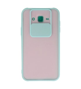 Samsung Galaxy J7 Kılıf Palm Buzlu Kamera Sürgülü Silikon - Turkuaz