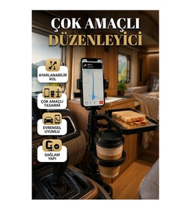 Araç İçi Telefon Tutucu ve Bardaklık Organizeri Çok Amaçlı Düzenleyici