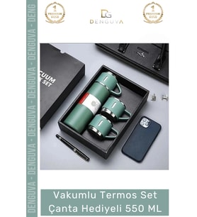 #ÇelikTermos Isı Korumalı Sızdırmaz Vakumlu Paslanmaz Çelik Termos Set Çanta Hediyeli 550 Ml