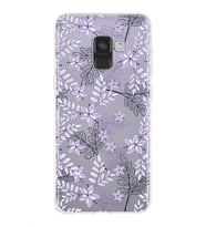 Samsung Galaxy A8 (2018) Uyumlu Kapak Floral Lila Tasarımlı Şeffaf Silikon Kılıf