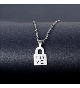 925 Ayar Gümüş  Kilit Love Kolye