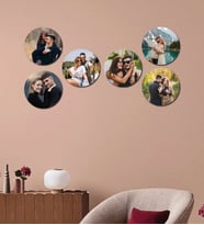 Kişiye Özel 6 Fotoğraflı Yuvarlak Mdf Tablo
