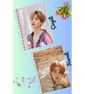 Suga bts defter seti 2 adet A4 boyutu 21*30 çizgili + kareli 60 syf