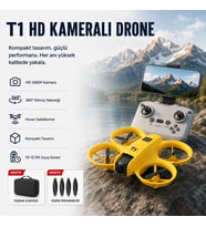 Drone Sarı HD Kameralı 360° Dönüşlü Taşınabilir T1 Drone