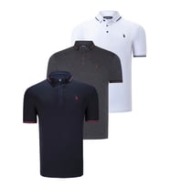 ÜÇLÜ SET T8586 DEWBERRY ERKEK T-SHIRT-LACİVERT-BEYAZ-ANTRASİT