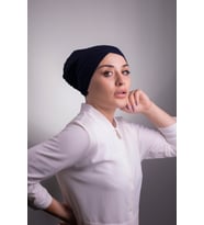 Lacivert Pratik Hazır Geçmeli İç Bone Viskon Kumaş Çapraz Tek Bantlı 3004_02