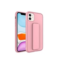 Apple iPhone 12 Uyumlu Kılıf Zore Qstand Kapak (Pembe)
