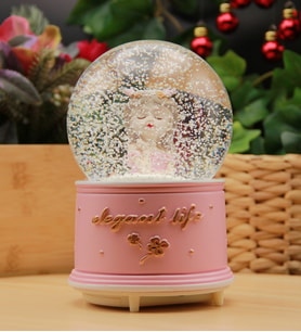 Elegant Life Işıklı ve Müzikli Kar Küresi Büyük Boy (Pembe)