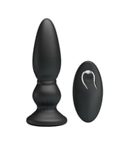 USB Şarjlı 12 Titreşim Modlu Uzaktan Kumandalı Boğumlu Silikon Tıkaç (Siyah)