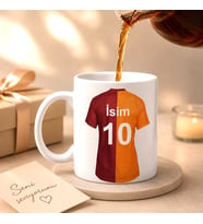 Kişiye Özel Sarı Kırmızı Forma Tasarımlı İsimli Kupa Bardak hediye kutulu Sevgiliye Anlamlı Hediye